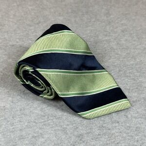 Vintage Tommy Hilfiger Tie Blue Lime Green Silk‎ Textured Repp Stripe USA NOTE